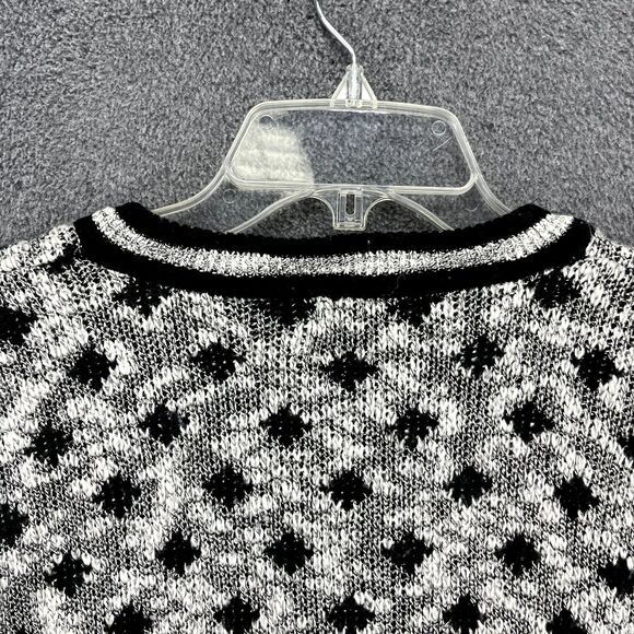 Design Studio Sweater Womens Medium Gray Black dots Cardigan Knit preppy - Picture 10 of 15